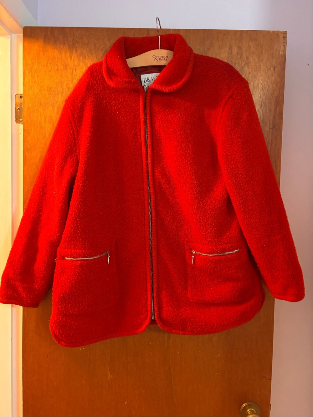 Braetan Vintage Red Fleece Zip-Front women’s Jacket large